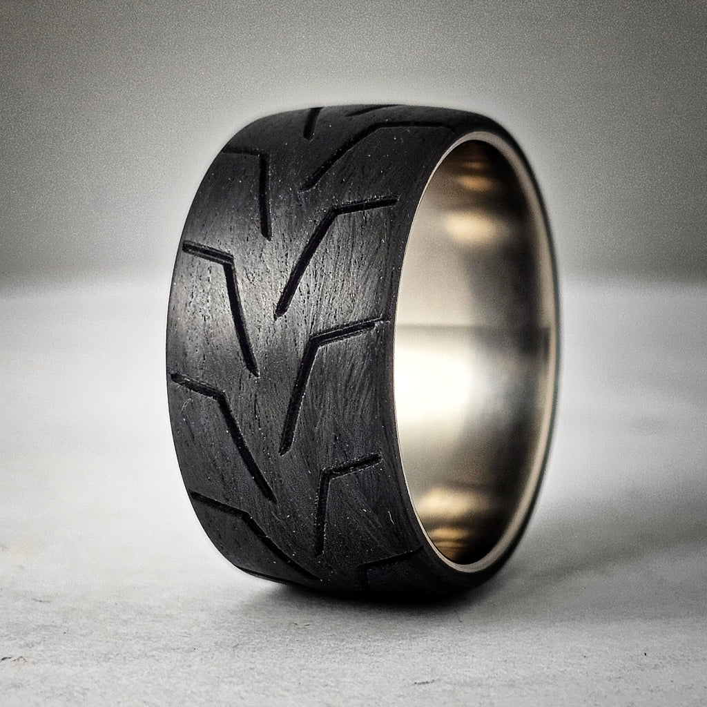 Broad Carbon Tread Ring On Titanium