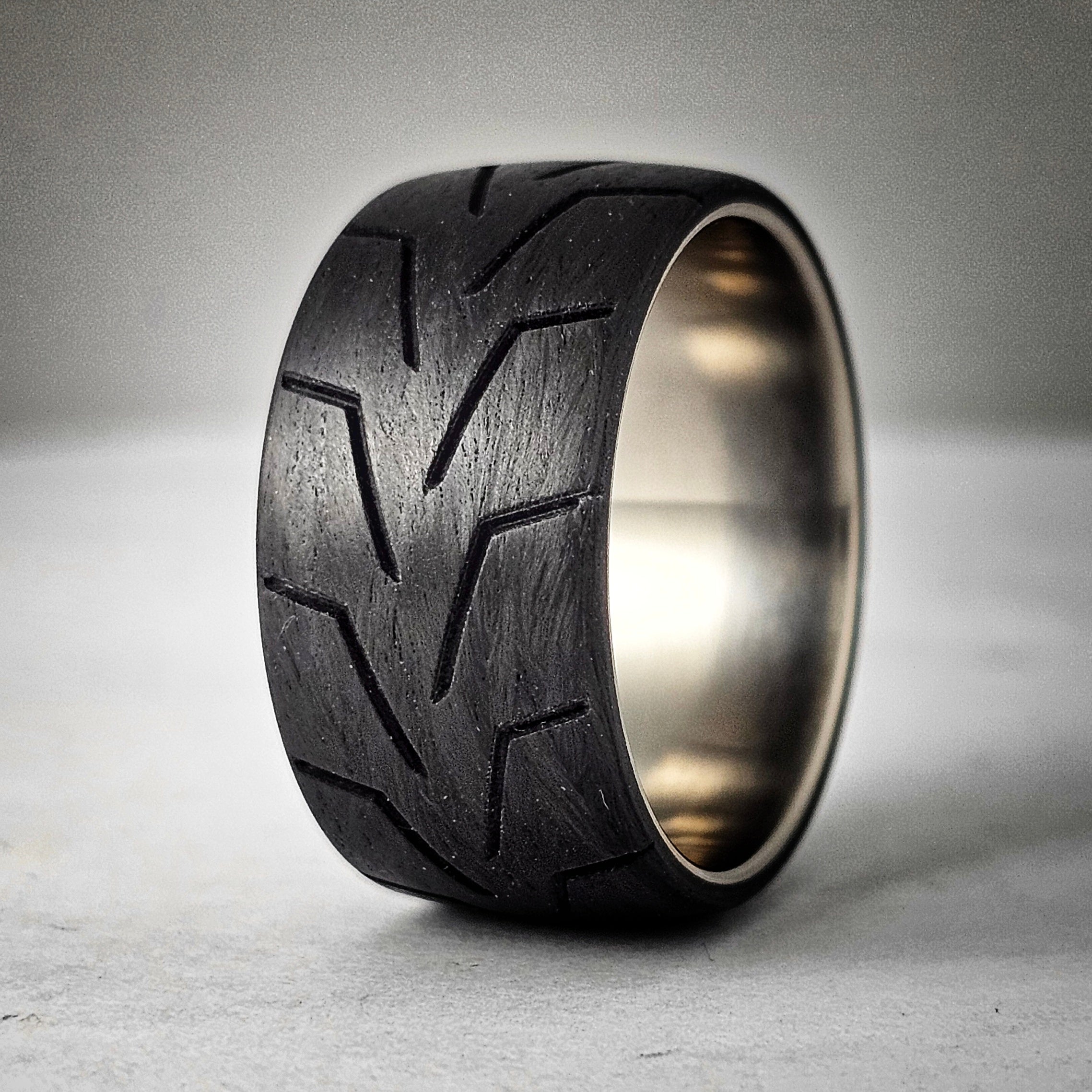 Broad Carbon Tread Ring On Titanium