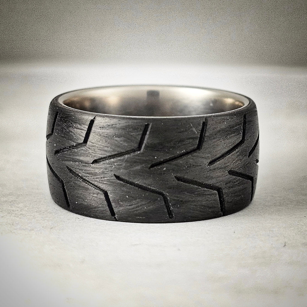 Broad Carbon Tread Ring On Titanium