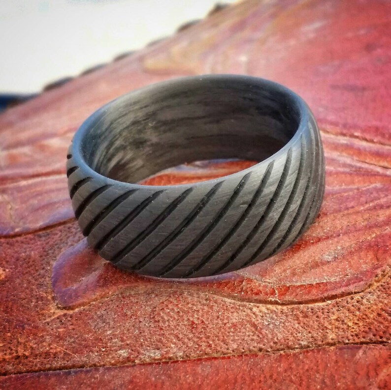 Lariat, Carbon Fiber Ring. Strong, Light Weight, Wedding Ring, Comfort fit, Durable Finish