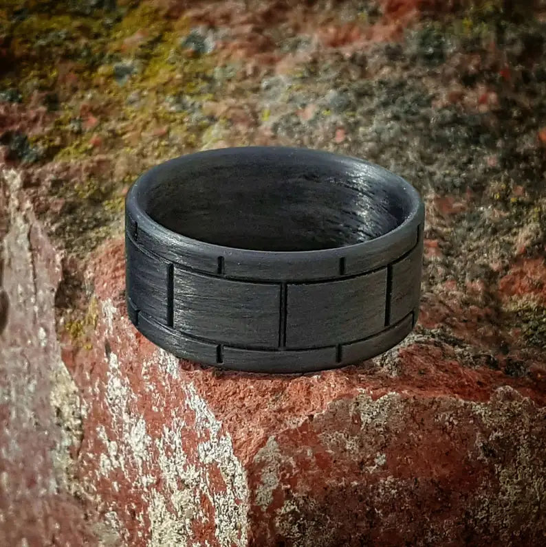 Blockade, Carbon Fiber Ring. Black Wedding Band, Understated Jewelry,