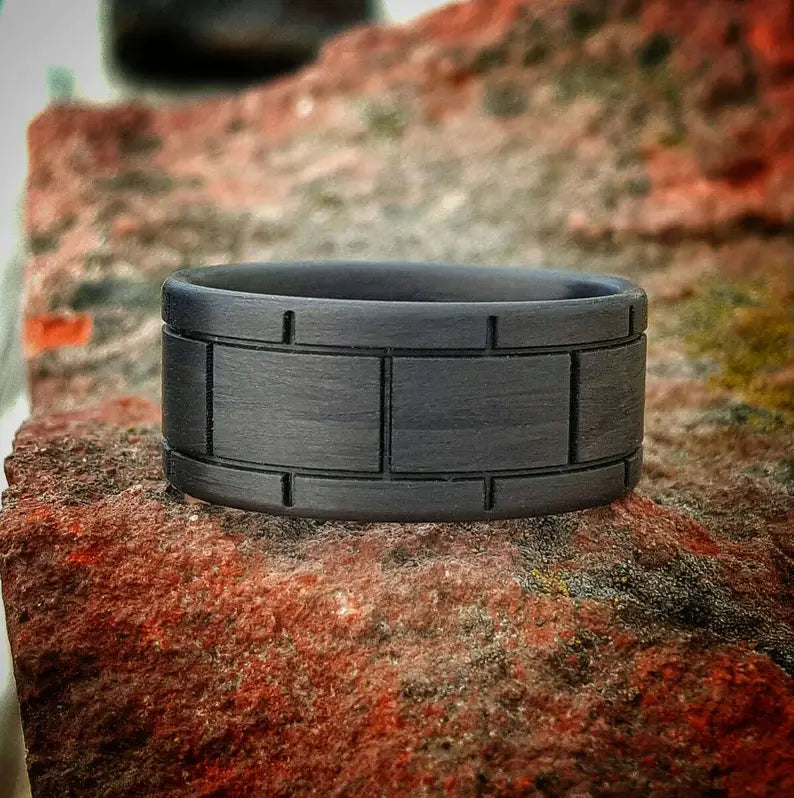 Blockade, Carbon Fiber Ring. Black Wedding Band, Understated Jewelry,