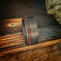 Stitched Carbon Fiber Ring: Thin Red Line Firefighter Gift