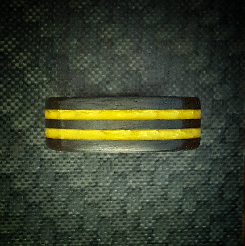 Yellow Carbon Fiber Ring: Lightweight Comfort Fit Wedding Band