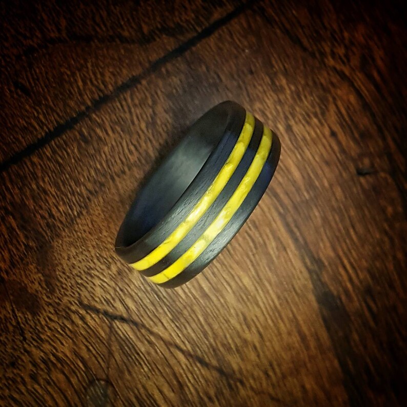 Yellow Carbon Fiber Ring: Lightweight Comfort Fit Wedding Band