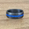 Carbon Fiber Thin Blue Line Ring: Law Enforcement Wedding Band