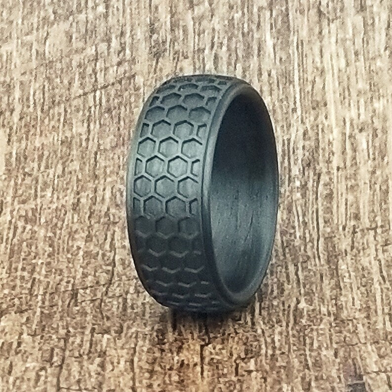 Hornet, Carbon Fiber Ring, Tough Ring, 9mm Black Wedding Band