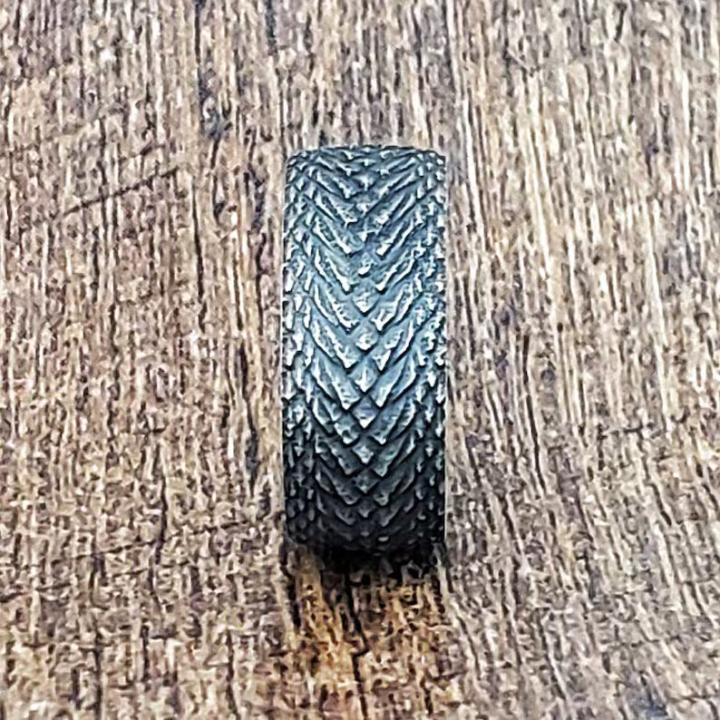 Dragon Skin Titanium Ring: Battleworn Fantasy Wedding Band
