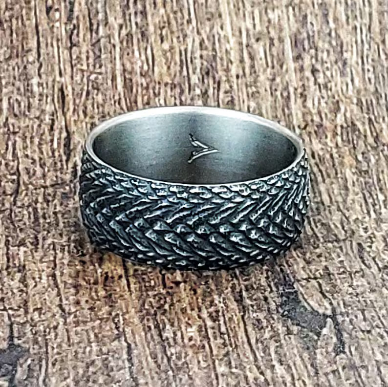 Dragon Skin Titanium Ring: Battleworn Fantasy Wedding Band