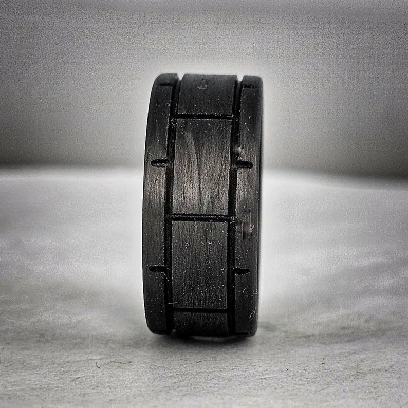 Blockade, Carbon Fiber Ring. Black Wedding Band, Understated Jewelry,