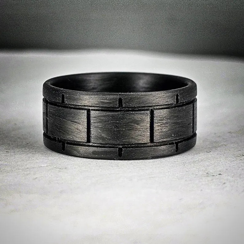 Blockade, Carbon Fiber Ring. Black Wedding Band, Understated Jewelry,