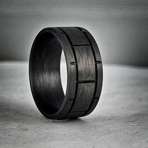 Blockade, Carbon Fiber Ring. Black Wedding Band, Understated Jewelry,