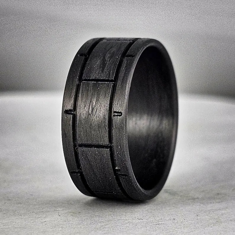 Blockade, Carbon Fiber Ring. Black Wedding Band, Understated Jewelry,