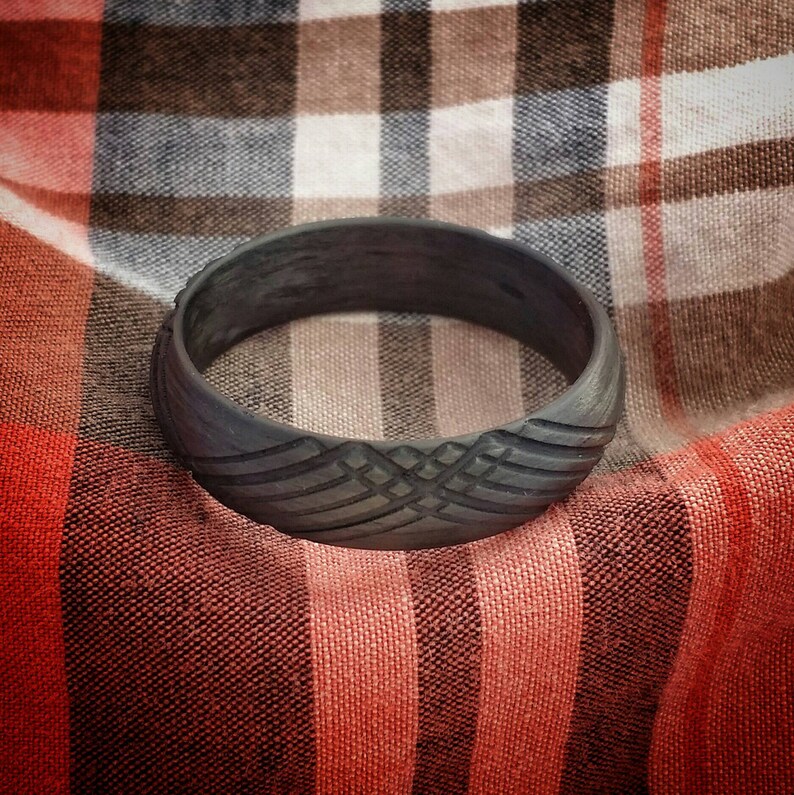 Tartan, Carbon Fiber Ring. Strong, Light Weight, Wedding Ring, Comfort fit, Durable Finish